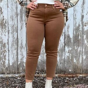 Kut from the Kloth (0) High Rise Mom Jeans in Camel Colored Denim- Zip, Standard